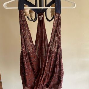 Maroon boho print tank